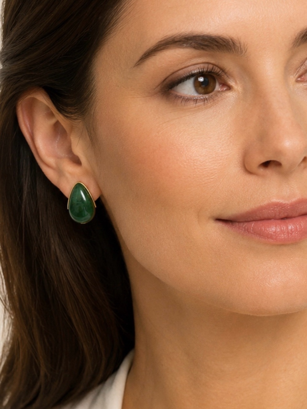Pink Linen Green Teardrop 14KT Gold-Plated Stud Earrings